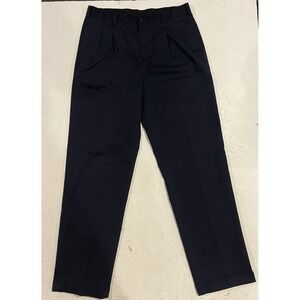 Brooks Brothers 346 Advantage Chino Elliot Navy Blue Pants 34x34 Cuffed Pleated